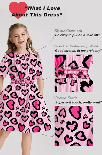 Vista 3 de Vestido floral con cintura fruncida para niñas, ropa de juego para la iglesia, vacaciones, vestido midi suave con bolsillos