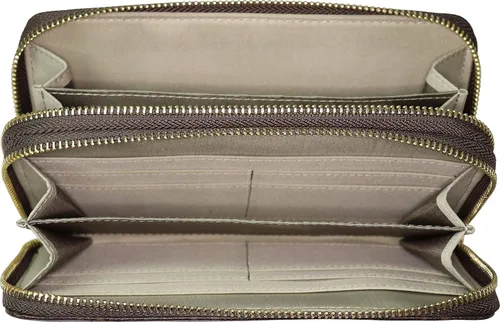 Vista 5 de B BRENTANO Cartera de mano vegana con doble cremallera y correa de muñeca extraíble, Mb - Marrón, Cartera de muñeca