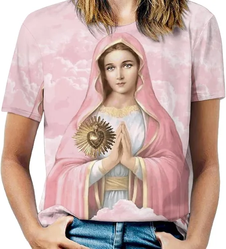 Vista 3 de Nuestra Señora de Guadalupe Virgen María Mujeres Mexicanas Camiseta con estampado completo