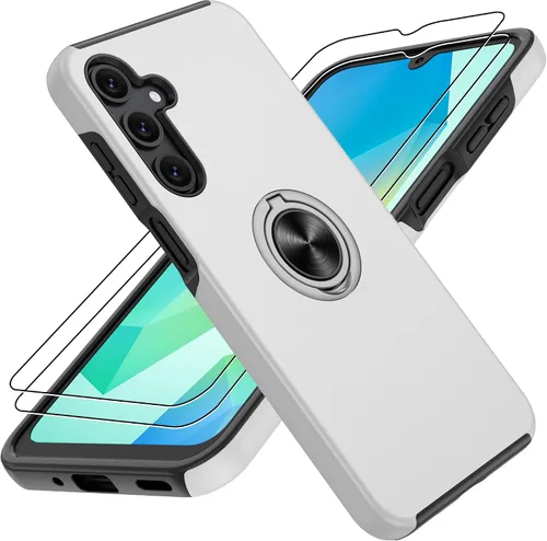 Vista 30 de Gritup - Funda para Galaxy A05S con protector de pantalla HD×2, funda protectora para teléfono a prueba de golpes con soporte magnético de anillo
