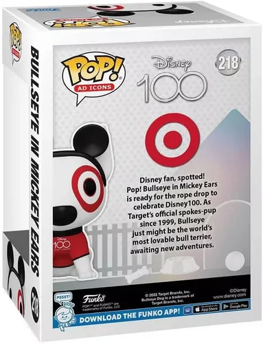 Vista 2 de POP! Funko Ad Icons Target Disney 100 Exclusive BULLEYE en Mickey Ears #218 con estuche acrílico