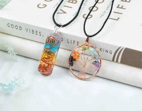 Vista 7 de BEZAVO Árbol de la vida de los siete chakras, hecho a mano, piedra preciosa de cristal curativo para energía positiva, equilibrio espiritual