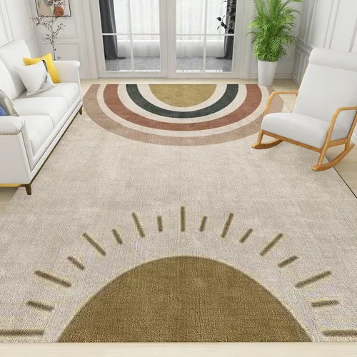 Vista 23 de Alfombra de entrada colorida arcoíris de 2 x 3 pies para baño, alfombra bohemia de mediados de siglo, abstracta de pelo bajo, tapete pequeño