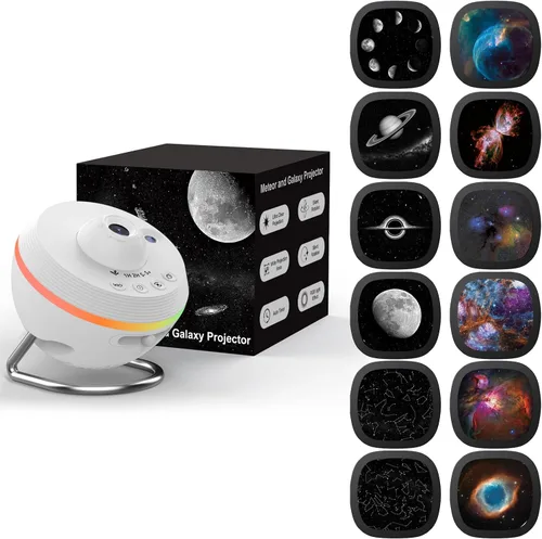 Vista 10 de Proyector de galaxia, proyectores de estrellas, planetario para el hogar, techo, cielo estrellado, luz nocturna con tira de luz, proyector de Negro