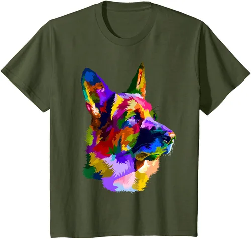 Vista 10 de Camiseta con retrato de pastor alemán para dueños de perros, Negro, S