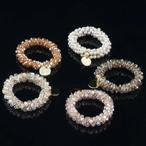 Vista 2 de 5 ligas para el cabello con diamantes de imitación, bandas elásticas para el cabello de moda, coleteros de cristal, bandas para el cabello, cuerdas