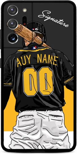 Vista 6 de Funda de béisbol personalizada con nombre y número para Samsung Galaxy Note 20/20 Ultra 10 Pro Note 9 8, silicona líquida con protección de cámara