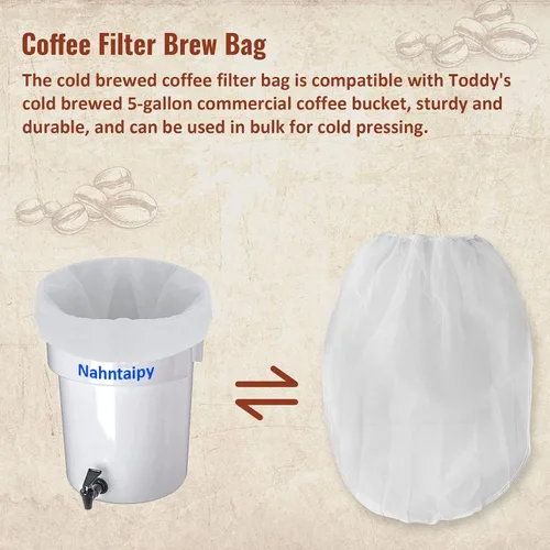 Vista 2 de Bolsa de filtro de café Cold Brew compatible con el sistema Toddy Cold Brew para cafeteras comerciales de 5 galones, lavable y reutilizable, 2