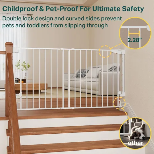 Vista 20 de Cumbor 29.2–43" Puerta de bebé para escaleras, de montaje en pared (se requiere taladrar), puerta para perros expandible sin barra inferior, puerta