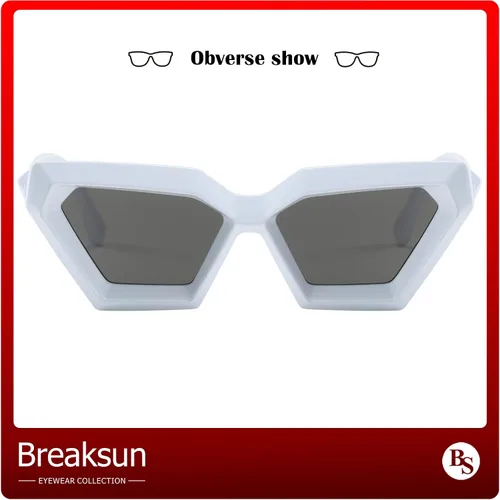 Vista 3 de Breaksun Gafas de sol de ojo de gato con montura gruesa para mujer, estilo vintage, de moda, estilo retro