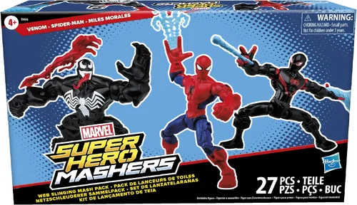 Vista 2 de Marvel Super Hero Mashers - Paquete de colección de telarañas con Spiderman, Venom y Miles Morales (exclusivo de Amazon)