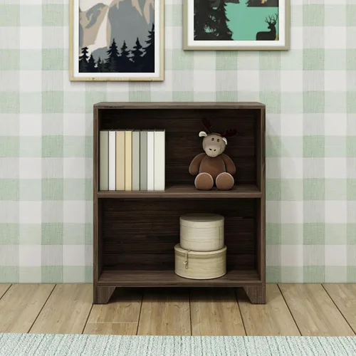 Vista 2 de Max & Lily Estantería moderna de 2 estantes, de madera maciza para dormitorio de niños, color marrón madera de granero