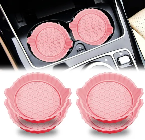 Vista 29 de Portavasos para automóvil, posavasos antideslizantes para automóvil, inserto universal para portavasos de automóvil, tapete de accesorios
