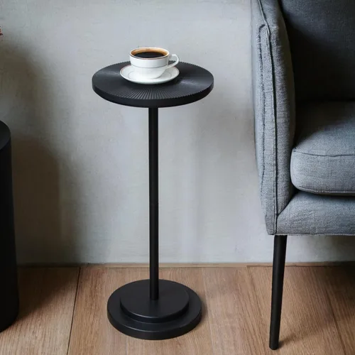 Vista 7 de COVLON Mesa de bebidas, mesa de Martini tallada, mesa auxiliar pequeña, mesa de pedestal con base pesada para sala de estar, dormitorio, espacio