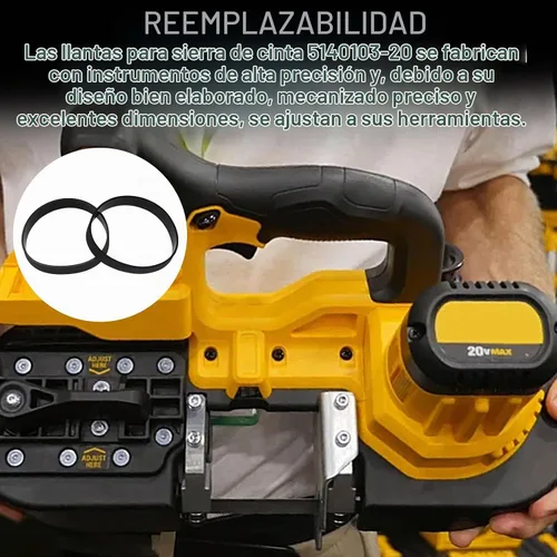 Vista 6 de 5140103-20 Neumático para sierra de cinta Dewalt DCS370L DCS370B DCS370K DCS370KL DCS371M1 DCS371B DCS371P1 (paquete de 2)