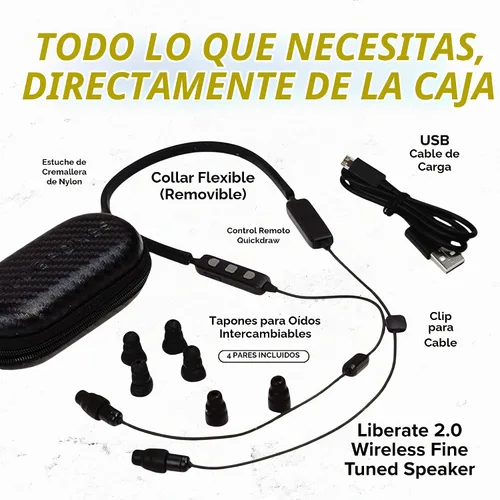 Vista 6 de Plugfones Liberate 2.0 Auriculares Bluetooth OSHA, color negro Negro /Gris