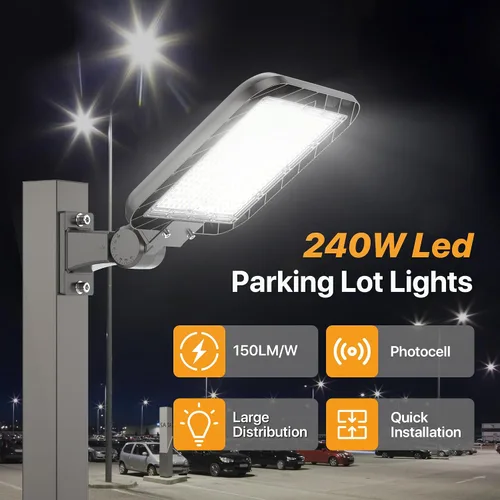 Vista 2 de Luces de Estacionamiento 240W 36000LM Montaje de Brazo Ajustable Luces de Caja de Zapatos para Exteriores con Fotocélula de Anochecer a Amanecer