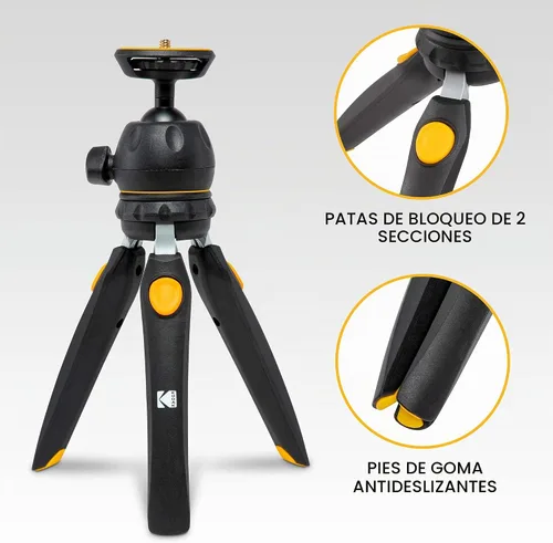 Vista 4 de Kodak PhotoGear - Mini trípode para teléfono, control remoto Bluetooth, mesa