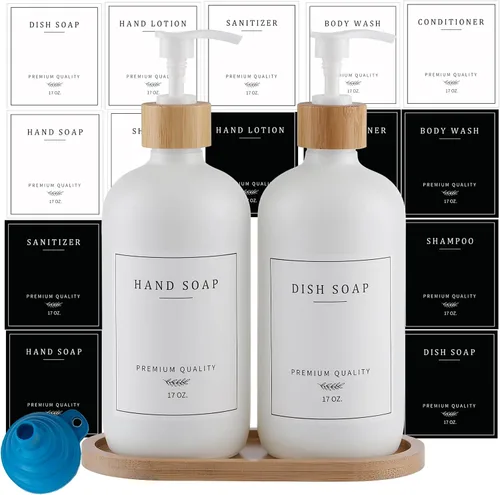 Vista 9 de Dispensador de Jabón de Vidrio Ámbar - Dispensador de Jabón de Manos para Platos para Cocina, Dispensador de Jabón y Loción para Baño con Bomba