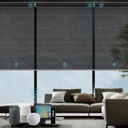 Vista 9 de SmartWings Persianas motorizadas con 5% de apertura, funcionan con Homekit Z-Wave Alexa SmartThings Google, persianas inteligentes con filtro de luz