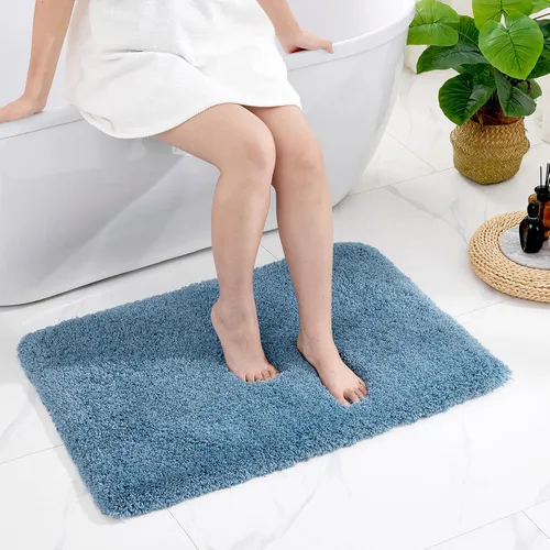 Vista 31 de Disolla - Alfombra antideslizante pequeña y esponjosa para el suelo del baño, lavable, afelpada, para ducha, absorbente, color beige, 17 x 24