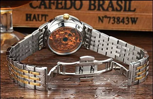Vista 6 de Gosasa Reloj de oro mecánico impermeable con esfera tallada de lujo para hombre