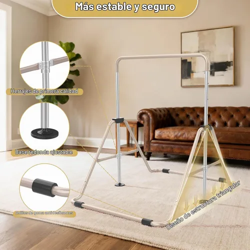 Vista 3 de SHIWEI Gymnastics Bar for Kids, Gymnastic Kip Bar 5-Height Adjustable Home
