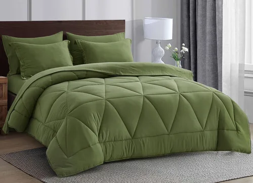 Vista 10 de Chezmoi Collection Jasper - Juego de ropa de cama individual en una bolsa, 5 piezas, acolchado geométrico, suave, lavado, de microfibra de doble