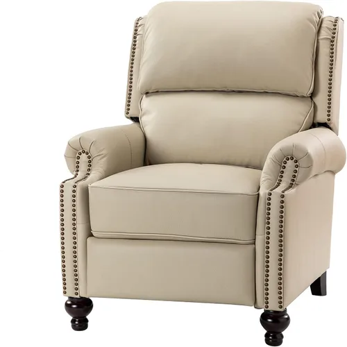 Vista 8 de HULALA HOME - Silla reclinable de piel auténtica, color beige
