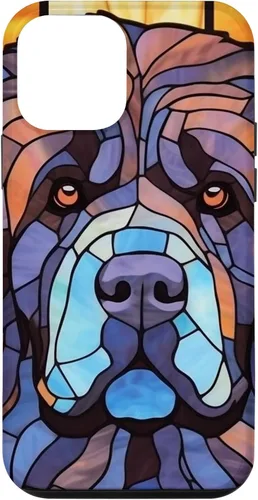 Vista 16 de Newfoundland Dog Stained Glass Case for iPhone 17