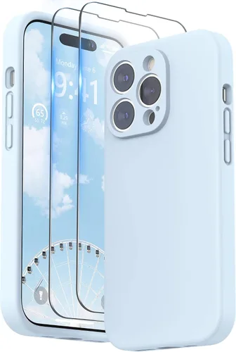 Vista 18 de SURPHY Funda diseñada para iPhone 14 Pro con protector de pantalla, (protección de cámara y forro de microfibra suave), funda de silicona líquida