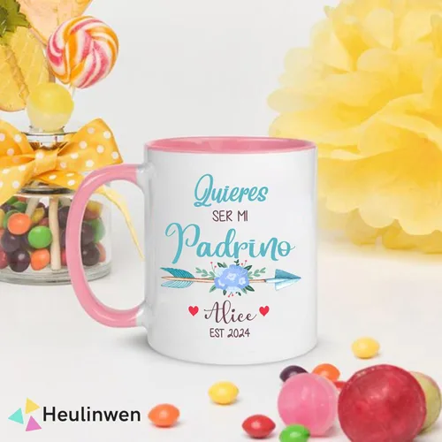 Vista 4 de Padrinos De Bautizo Propuesta Set 2 Tazas Café 11Oz, Quieres Ser Mis Padrinos De Bautizo, Quieres Ser Mi Madrina est 2024, Recuerdos De Bautizo Para