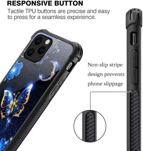 Vista 3 de Funda compatible con iPhone 12 Mini, diseño de mariposa en el espacio, compatible con funda para iPhone 12 Mini, para niñas y mujeres, a prueba