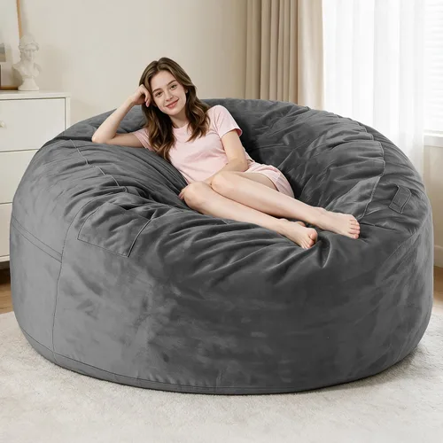 Vista 12 de Sillón puff de 3 pies Sillón estilo puff grande de 3 pulgadas con relleno de espuma viscoelástica, sofá suave con funda de terciopelo holandés