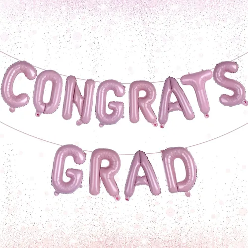 Vista 11 de KALOR Globos negros de 16 pulgadas con texto en inglés "Congrats Grad", letras de graduación negras, decoraciones de graduación 2026