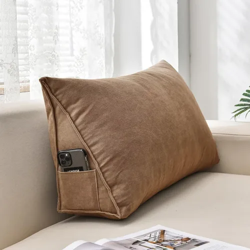 Vista 8 de Almohadas de cuña para cabecero, almohada de lectura triangular, almohadas de respaldo para reposo en cama, cojín de felpilla suave de color sólido
