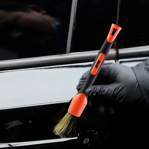 Vista 7 de SPTA juego de cepillos para detalle de coche, pack de 5 cepillos suaves de pelo de jabalí con codo para limpieza automotriz elegante de superficies
