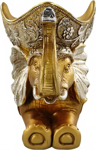 Vista 7 de Lescafita Escultura de Elefante Africano Dorado, Exquisita Decoración Animal para el Hogar, con Bandeja de Almacenamiento en la Parte Superior
