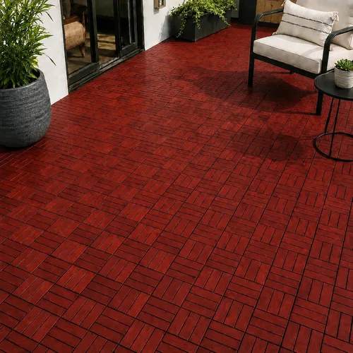 Vista 13 de Baldosas de madera de acacia para exteriores, baldosas de patio que se entrelazan. Moderno Gris Recto