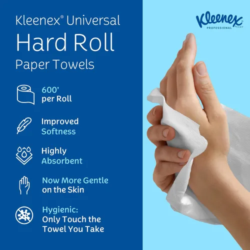 Vista 14 de Kleenex Toallas de Papel Profesionales Universales en Rollo Duro, a Granel (50606), Enrollado con Núcleo de 1.75", Bolsillos de Absorción Premium