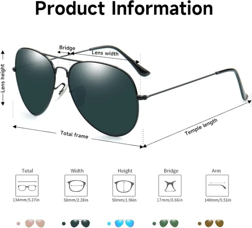 Vista 3 de Soarea Fashion Shields - Gafas de sol de aviador para mujeres y hombres de gran tamaño cuadradas de metal antirreflejos 100 protección UV