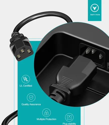 Vista 4 de Cable de alimentación de 3 clavijas para TV LG 42LG50 42LK450 32LG30 42CS570 42LK520 32LV2500 42LF11 42LG20 42LG30 42LG30DC 42LG70 42LG70 42LG20
