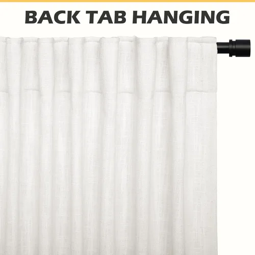Vista 3 de HOMERILLA Cortinas de lino extralargas para puerta corrediza de cristal, cortinas largas de lille para sala de estar, cortinas largas con pestaña