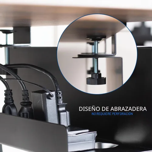 Vista 5 de VIVO Sin taladro Abrazadera de 17 pulgadas para administración de cables de extensión de alimentación Bandeja de administración de cables debajo