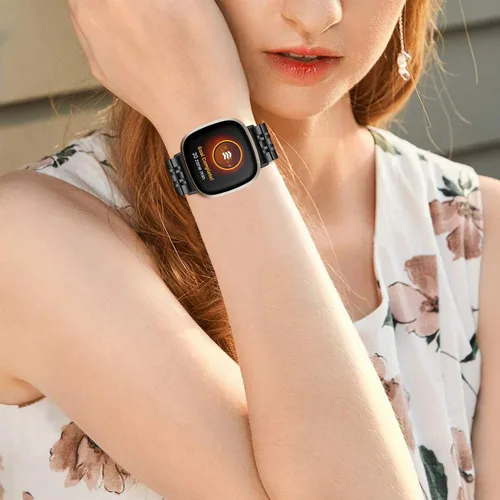 Vista 6 de Compatible con bandas Fitbit Versa 4/Versa 3/Sense 2/Sense para mujeres y hombres, correa de repuesto de metal de acero inoxidable para Fitbit Versa