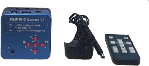 Vista 2 de Kit de accesorios para microscopio Mini soporte de mesa 48MP HDMI USB Microscopio digital 56 luces LED 130X montura C microscopio diapositivas