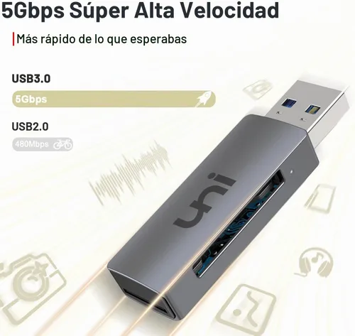 Vista 2 de uni Lector de tarjetas SD, adaptador de tarjeta SD USB 3.0 de alta