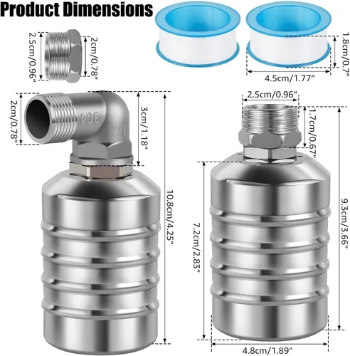 Vista 2 de JUXILPP - Válvula de flotador de control automático de nivel de agua, válvula de flotador de canal de agua de acero inoxidable 304 con adaptadores
