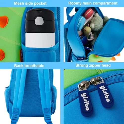 Vista 3 de yisibo Mochila de dinosaurio para niños y niñas, ligera, impermeable, preescolar, viajes, para niños y niñas, para niños de 2 a 7 años