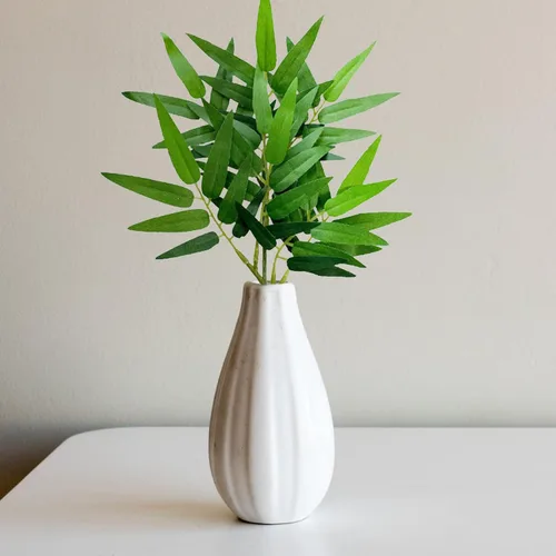 Vista 2 de 6 hojas de bambú artificiales de 14.7 hojas de bambú, ramas verdes sintéticas para arreglos florales, ramos de jarrón, decoración de boda, vegetación